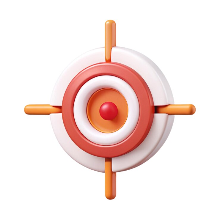 Icono de objetivo 3D con colores naranja y rojo