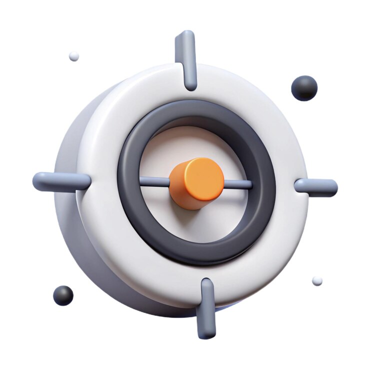 Icono de objetivo 3D con ojo de toro naranja