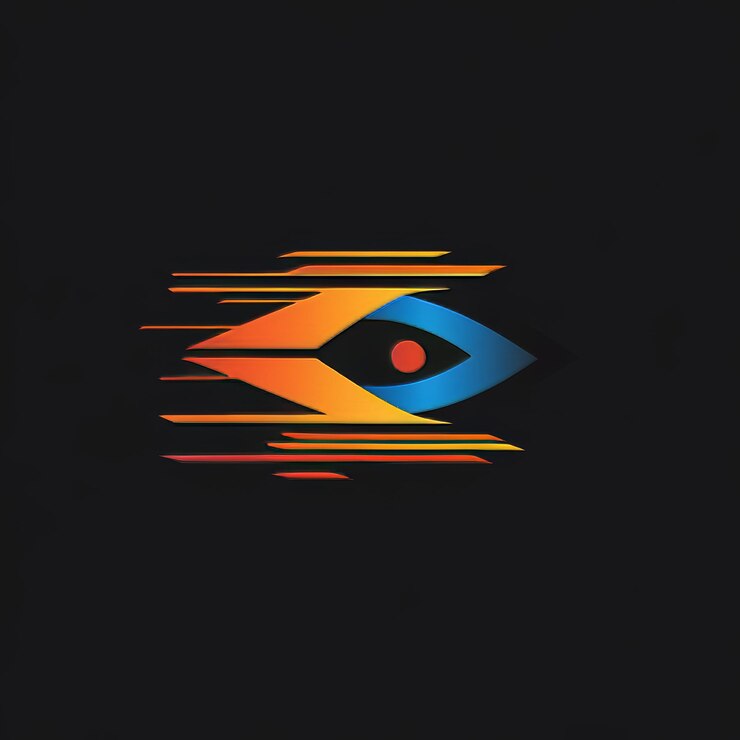 Foto icono de ojo en un fondo negro representación 3d ilustración 3d