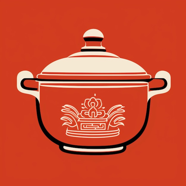 Un icono para una olla de cocina roja con una naranja quemada Ai generó arte