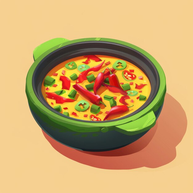 Foto el icono de la olla de hot potspicy 3d render isométrico