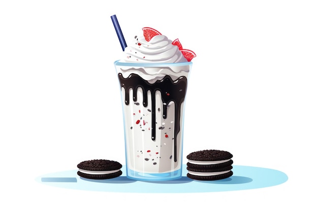 Foto el icono de oreo milkshake en un fondo blanco