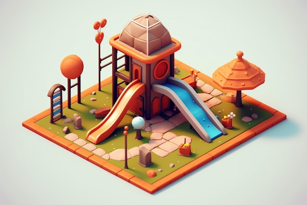 Icono de patio de juegos de niños de jardín de infantes 3d