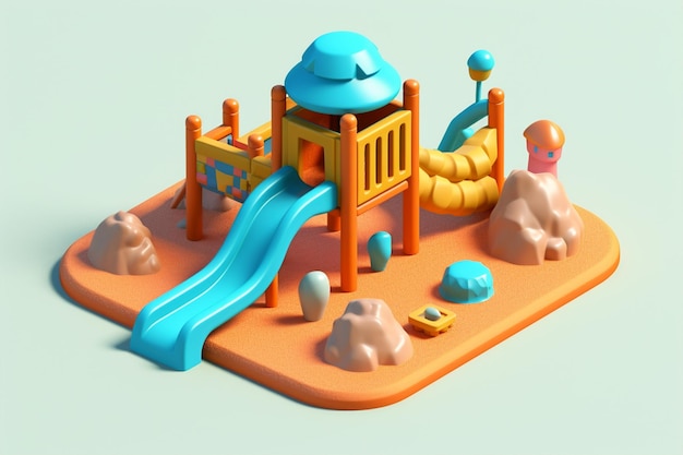 Icono de patio de juegos de niños de jardín de infantes 3d