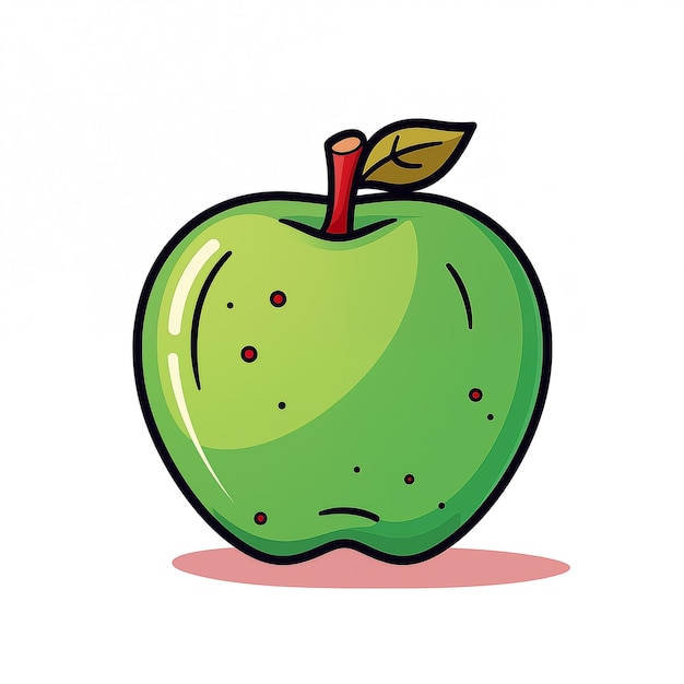 Foto icono de pegatina de dibujos animados de manzana verde aislado logo jpg ai generado