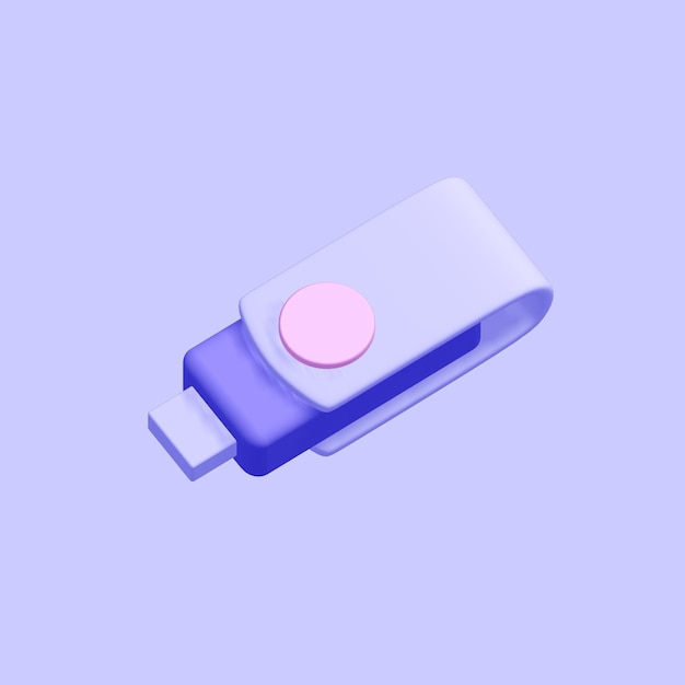 Icono de pen drive aislado en azul 3D Render