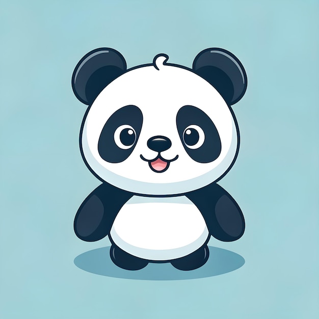 El icono de personaje de dibujos animados de Kawaii Panda Vector Clipart en un fondo azul bebé