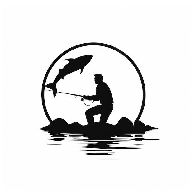 Foto icono de pesca monocromática minimalista un enfoque minimalista para la pesca