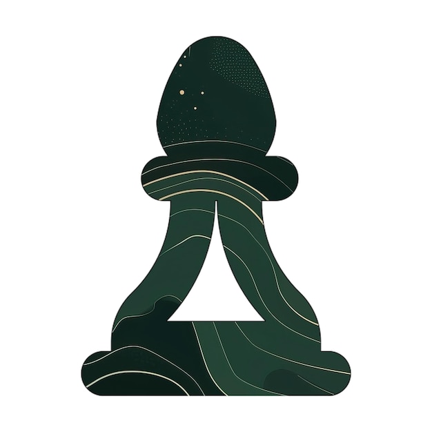 Foto icono de pieza de ajedrez textura de mármol verde oro
