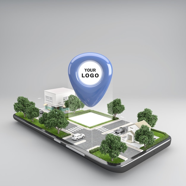 icono de pin de ubicación en el mapa urbano de la ciudad del teléfono móvil que indica la ubicación y la dirección