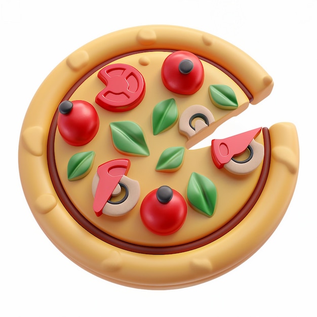 Foto icono de pizza lindo renderizado en 3d con fondo blanco ia generativa