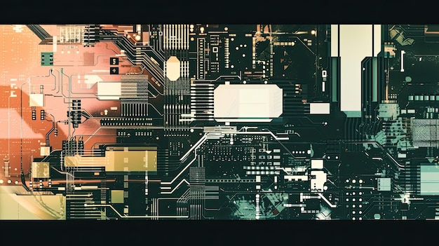Icono de la placa base Antidiseño tecnológico electrónico digital circuitos futuristas interconectados en red de alta tecnología Generado por Ai