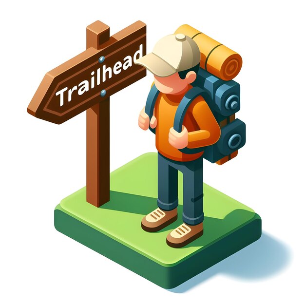 Icono plano 3D de alta resolución que representa un viaje aventurero en mochila en C