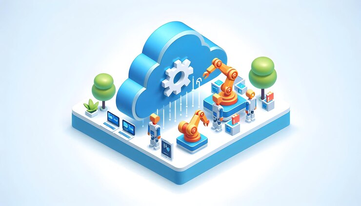 Foto icono plano 3d como automatización de computación en la nube con automatización de procesos robóticos símbolos de rpa concepto como ve