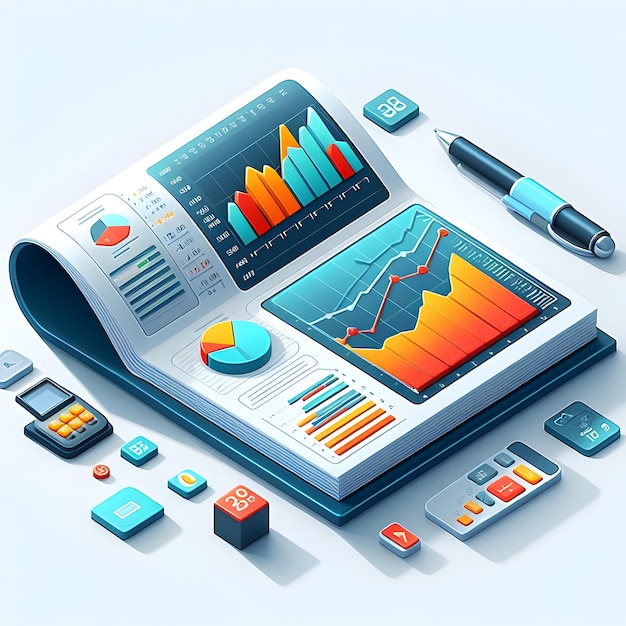 Foto icono plano 3d como concepto de pronóstico del mercado de valores brillante como informe brillante con previsiones del mercado de acciones