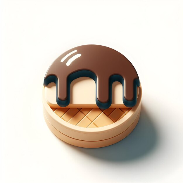 Icono plano 3D como Detallando las capas de pastel escamoso en un croissant de mantequilla