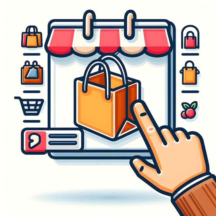Foto icono plano 3d como icono de compras con espacio en blanco para el concepto de marca personalizada como un shoppin personalizable