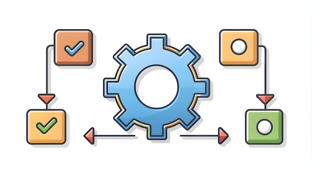 Icono plano 3d como icono de mejora de procesos con espacio en blanco para el concepto de marca personalizada como A customiza