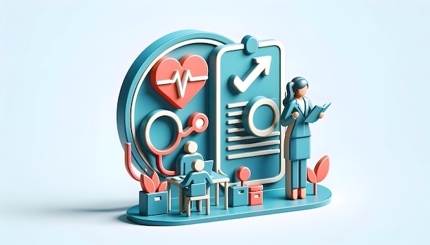 Icono plano 3D como Salud y bienestar Priorizar la salud de los empleados en el lugar de trabajo en el concepto de negocio