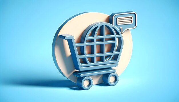 Icono plano 3d como símbolo de compras con espacio para texto en un fondo azul concepto como compras elegantes