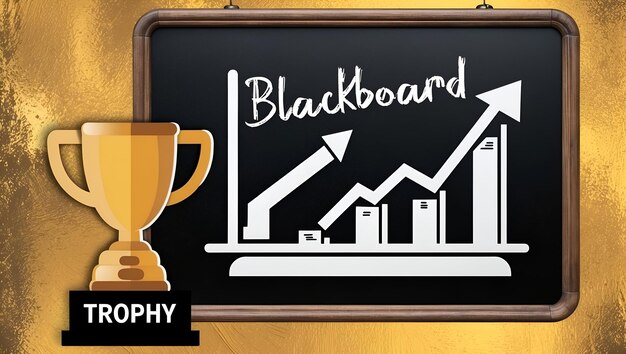 Icono plano 3d como tablero con trofeo y concepto de gráfico como una tabla con un trofeo Y un ch