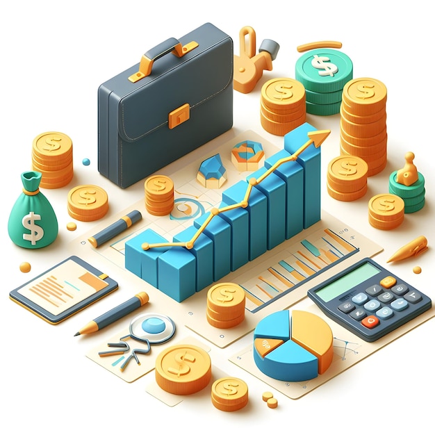 Icono plano 3D Gráfico detallado de oportunidades financieras para el crecimiento de la inversión Ideal para finanzas y autobuses