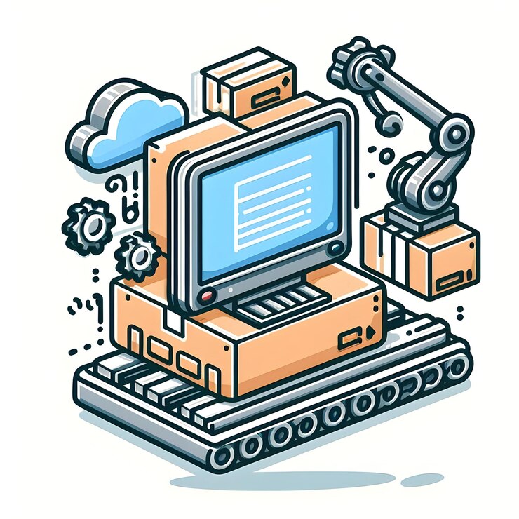 Foto icono plano 3d ilustración logística de automatización personalizable para las estrategias de la cadena de suministro doodle lin