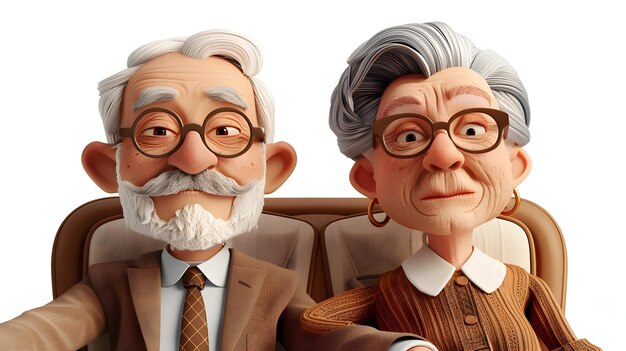 Icono plano 3D de una pareja de ancianos disfrutando de la jubilación con seguro de vida para un futuro cómodo