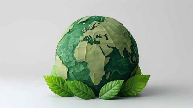 Icono plano 3D que ilustra la hoja Icono que abarca el globo que hace hincapié en el papel de los bosques en la captura de carbono