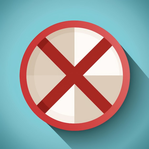 Foto un icono plano de una señal de prohibición de entrada sobre un fondo azul