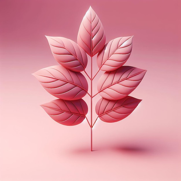 icono de planta de flor de hoja rosa ilustración de renderizado en 3D