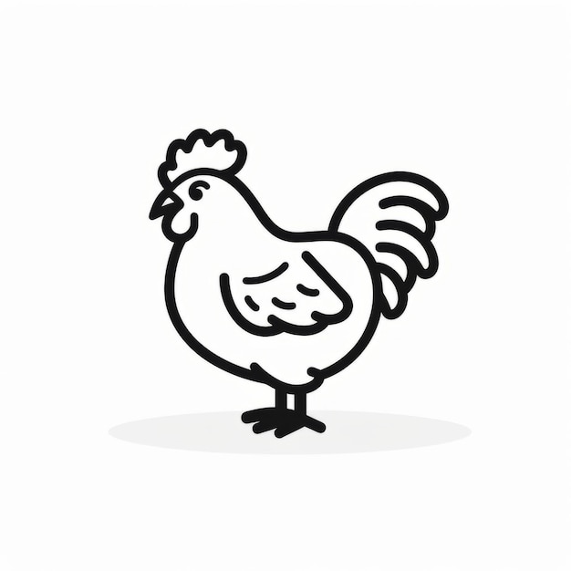 Icono de pollo monocromático Diseño limpio y simple con carácter distintivo