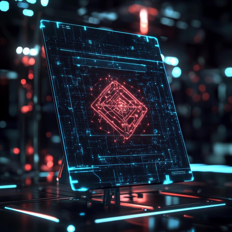 Foto icono de portátil impulsado por aid con red neuronal brillante