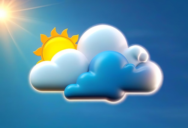 Icono de pronóstico del tiempo Nublado con sol Signo meteorológico renderización 3D Premium PSD