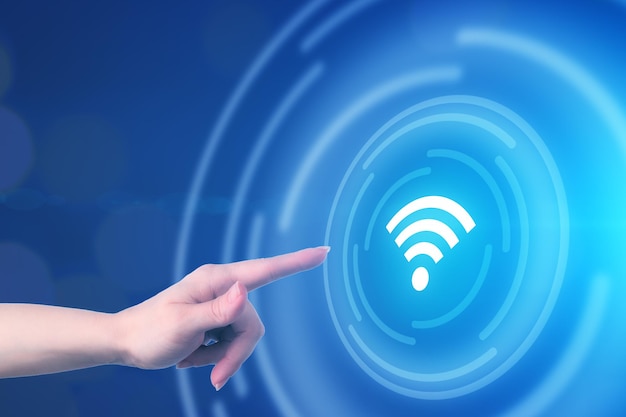 Icono de punto de conexión de zona wifi punto de acceso a Internet y red de concepto de tecnología digital en línea con alta velocidad y gran cobertura