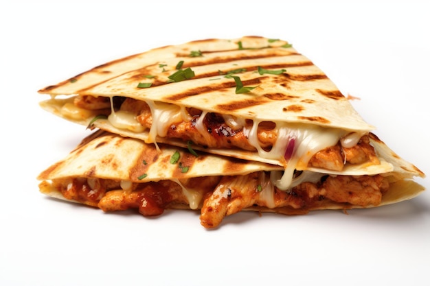 Icono de quesadilla de pollo a la parrilla sobre un fondo blanco