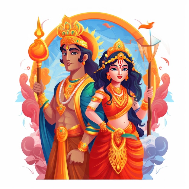 Icono de Rama y Sita para el Diwali