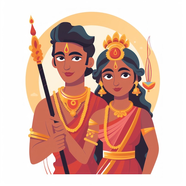 Icono de Rama y Sita para el Diwali