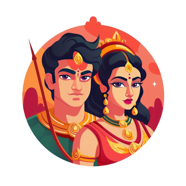 Icono de Rama y Sita para el Diwali