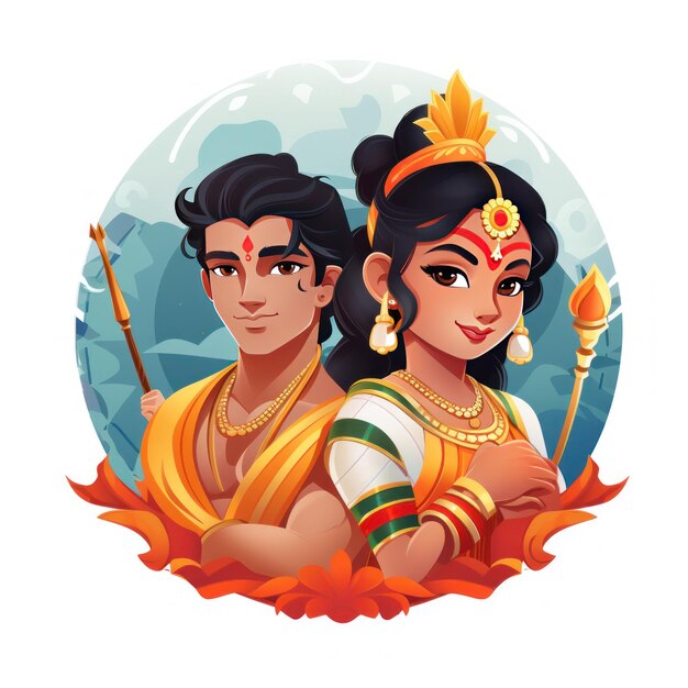 Icono de Rama y Sita para el Diwali