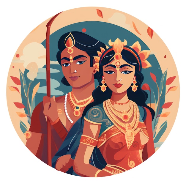 Icono de Rama y Sita para el Diwali