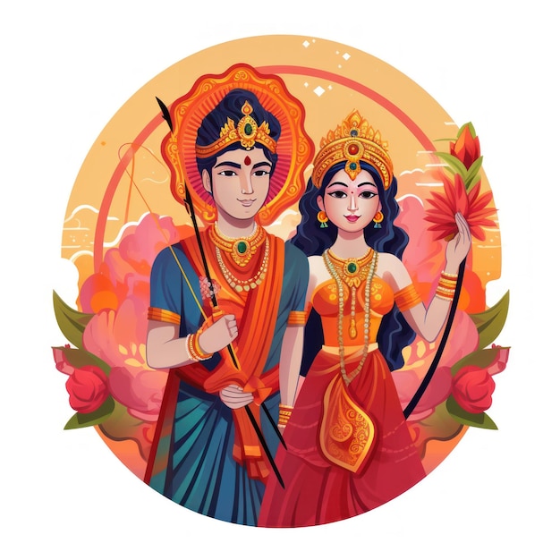 Icono de Rama y Sita para el Diwali