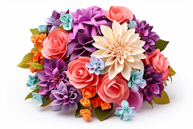 Icono del ramo de novias en 3D con flores vibrantes