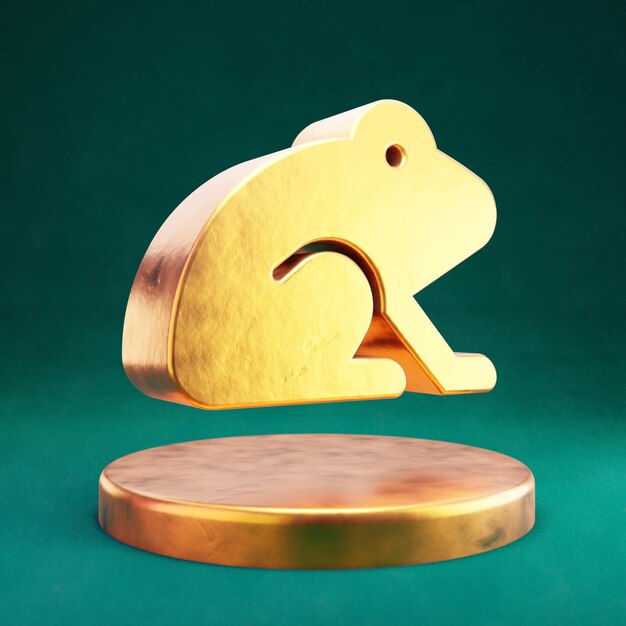 Icono de rana. Símbolo de Fortuna Gold Frog con fondo verde Tidewater. 3D prestados icono de redes sociales.