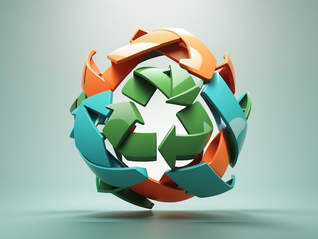 Icono de reciclaje 3D del futuro sostenible Símbolo de protección del medio ambiente