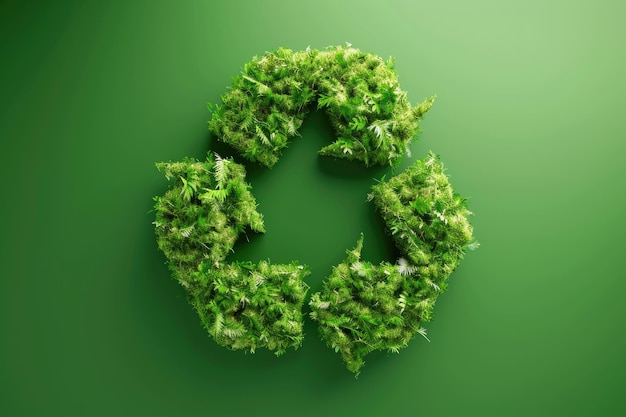 Icono de reciclaje hecho de hojas verdes