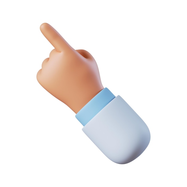 Foto icono de recomendación del médico mano de dibujos animados con el dedo apuntando a la esquina izquierda