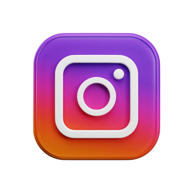 Icono de redes sociales de Instagram Icono de renderizado 3d de redes sociales aislado en fondo blanco