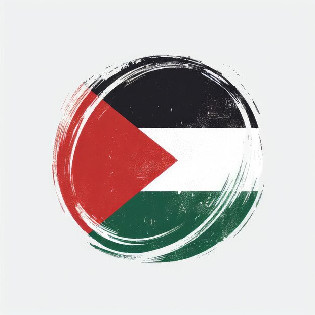 Foto icono redondo de la bandera de palestina pintado con pincel