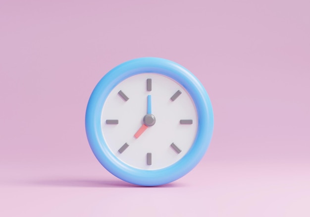 icono de reloj de alarma 3d sobre fondo azul o icono de reloj analógico antiguo de representación 3d